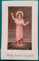 Easter graphic greeting card, religion, ran, 1957