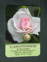 Kártyanaptár, II. Lajos gyógyszertár,patika, Mohács,virág,nővény,rózsa ,2012,  (1)