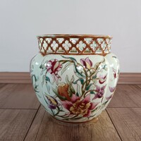 Zsolnay large porcelain bowl with orchid pattern