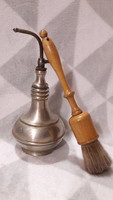 Rarity: old silver-plated hairdresser spiccer and brush