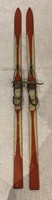Antique wooden ski in old, beautiful condition, vintage decoration, retro leather straps from the 1930s...