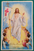 Húsvéti üdvözlő képeslap, vallás, futott, 1937