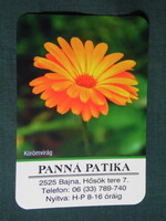 Kártyanaptár, Panna gyógyszertár, patika, Baja ,virág,nővény, körömvirág, 2021  (1)
