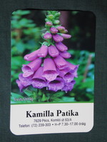 Kártyanaptár, Kamilla gyógyszertár, patika,Pécs,virág,nővény,Gyűszűvirág, 2021   (1)