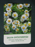 Kártyanaptár, Salvia gyógyszertár, patika, Győr ,virág,nővény, kamilla, 2021  (1)