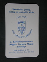 Kártyanaptár, politika, KDNP Néppárt, Pécs, 1994,  (1)