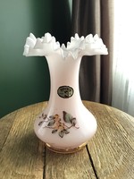 Old Czech Bohemian Art Nouveau milk glass vase