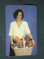 Kártyanaptár,Konzum élelmiszer áruház, Kecskemét ,erotikus női modell, 1991 ,  (1)