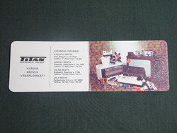 Card calendar, titanium, videoton TV radio, tape recorder, 1.Sz industrial goods store, Pécs, 1985, (1)