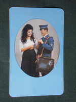 Card calendar, Pécs post office postman erotic female model, 1990, (1)