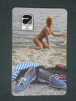 Card calendar, Alföldi shoe factory, erotic female model, judge ica, 1985, (1)