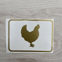 Hen, sticker, animal, for car, bronze