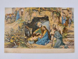 Old Christmas card Nativity scene postcard