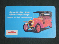Card calendar, Afor gas stations motor oil, graphic design, vintage car, 1985, (1)