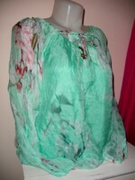 Blouse with silk content, turquoise