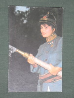 Kártyanaptár, Tűzoltóság, erotikus női modell, 1989 ,  (1)