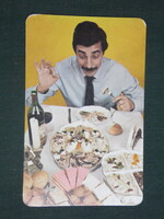 Kártyanaptár, Csemege élelmiszer ABC áruház, hidegtál, férfi modell, 1985 ,  (1)