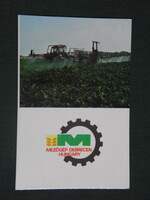 Card calendar, field machine in Debrecen, tractor spraying system, 1986, (1)