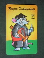 Card calendar, bookshops that publish textbooks, Budapest, graphic artist, humorous, mouse, 1993, (1)