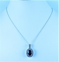 Dazzling 10k white gold necklace with blue and white sapphire gems!!!