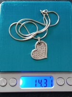 Silver necklace with heart pendant with free shipping