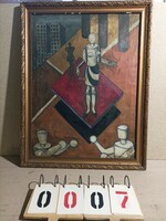 Szendrei I. olaj, vászon festménye, 100 x 60 cm-es Harlekin. 0007