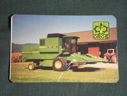 Card calendar, orosháza field machinery company, John Deere combine harvester, 1990, (1)