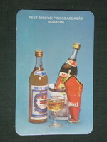 Card calendar, brand vermouth, soft drink, Budafok cellar farm, 1985, (1)