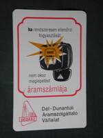 Card calendar, grandfather power supplier, Pécs, graphic designer, electric clock, 1990, (1)