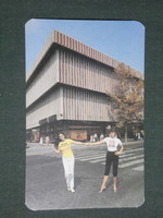 Card calendar, universal department store, Békéscsaba, deer, Gyula, erotic female model, 1983, (1)