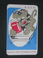 Kártyanaptár,  Szigetvár konzervgyár,grafikai rajzos,oroszlán,1983 ,  (1)