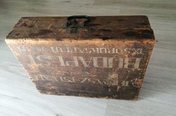 Antik, fa utazó bőrönd, cca 1920as évek, jelzett.