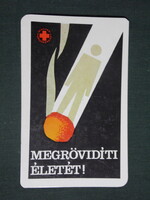 Kártyanaptár,Magyar Vöröskereszt, dohányzás megelőzés,grafikai rajzos,1979 ,  (1)