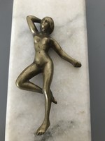 Miniature bronze female nude with marble base
