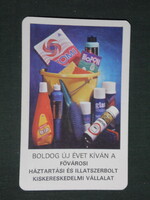 Card calendar, household perfume shop, Budapest, tomi, bip detergent, 1979, (1)