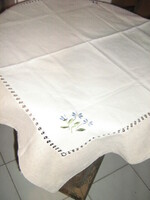 Beautiful elegant beige machine embroidered woven tablecloth