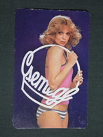 Kártyanaptár, Csemege ABC élelmiszer áruházak, erotikus női modell,1982 ,  (1)