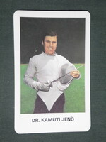 Card calendar, for trained youth, swordsman, dr. Jenő Kamuti.,1979, (1)