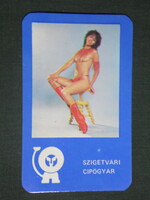 Kártyanaptár,  Szigetvár cipőgyár, erotikus női akt modell,1983 ,  (1)