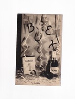 B:04 New Year - Búék postcard black and white 01