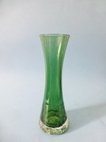 Ritka zöld karcagi fátyolüveg váza