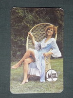 Card calendar, Meruker Mecsek store, Pécs, erotic female model, 1984, (1)