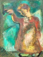 Gyula Bakányi (1955) little girl c. Your painting with an original guarantee!