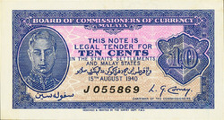 Copy: cent dollars - Malaya 1940-41