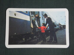 Card calendar, máv railway, travel, intercity train, platform, railway station, guide, 1979, (1)