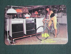 Kártyanaptár,Bács megyei iparcikk üzletek,Békéscsaba,erotikus női modell,csepel kerékpár,1983 ,  (1)