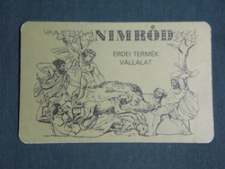 Card calendar, Nimród hunting stores, forest products company, graphic artist, hunting, 1979, (1)