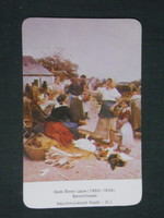 Kártyanaptár, Poszterház,Budapest, Deák Ébner Lajos, Baromfivásár,festmény,1984 ,  (1)