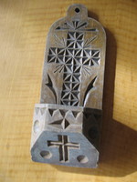 Handcrafted holy water container carved from wood