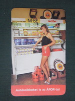 Card calendar, Afor gas station motor oil, car shop, erotic female model, 1984, (1)